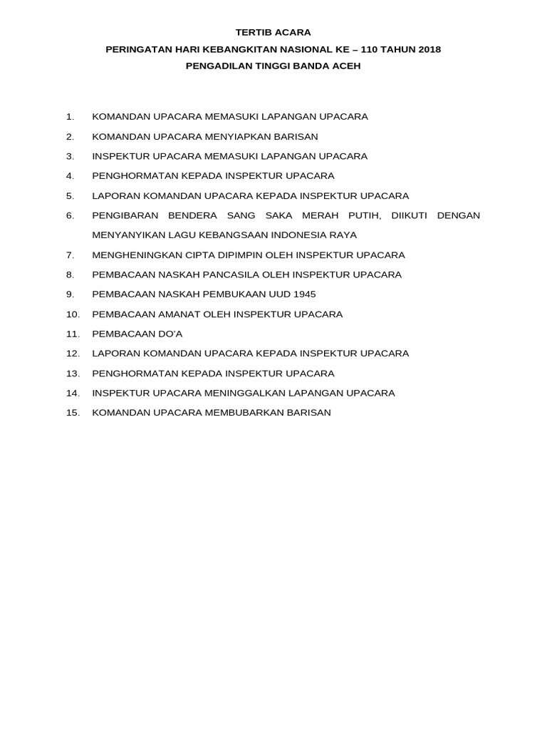 Tertib Acara Upacara Kenegaraan | PDF