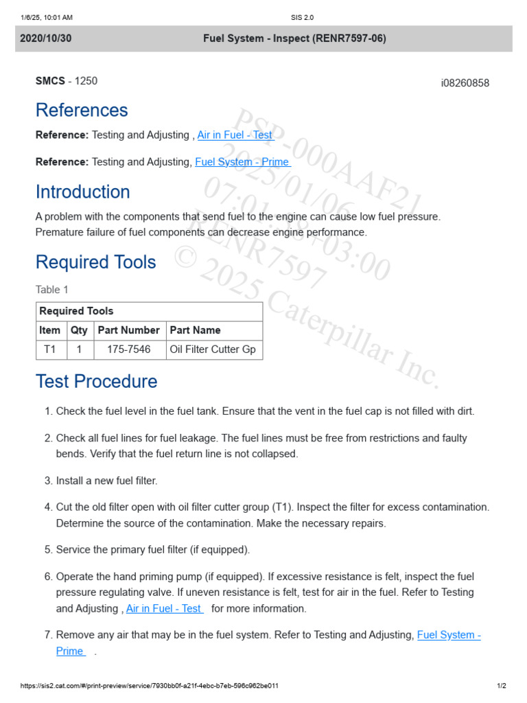 Fuel System Inspection Guide | PDF