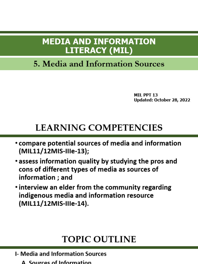 1media and Information Sources | PDF | Libraries | Information