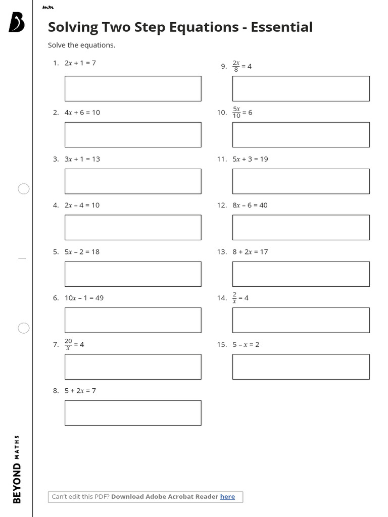 Solving Two Step Equations - Essential (Interactive) | PDF ...