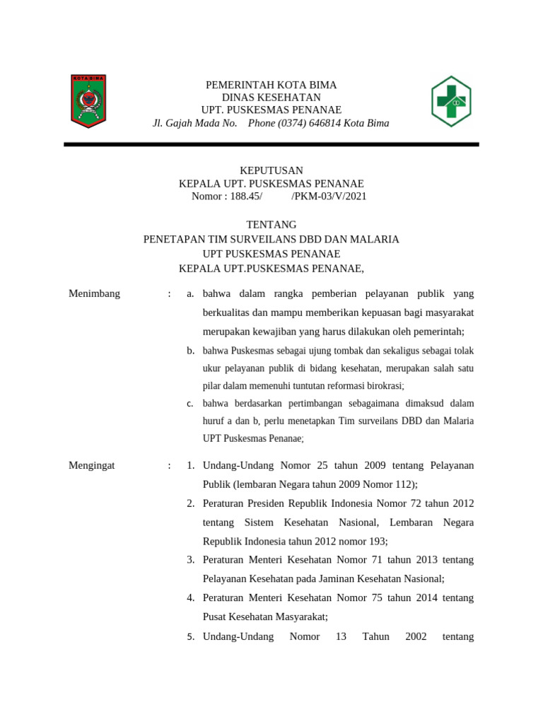 Tim Surveilans DBD dan Malaria Bima | PDF