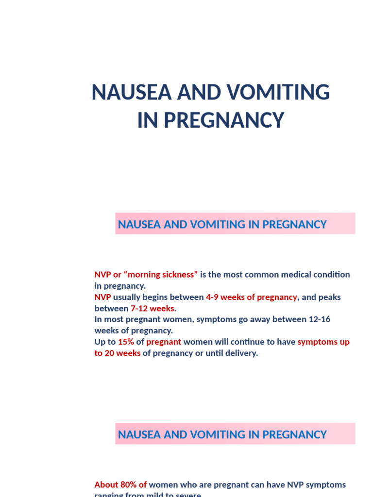 Managing Nausea and Vomiting in Pregnancy | PDF
