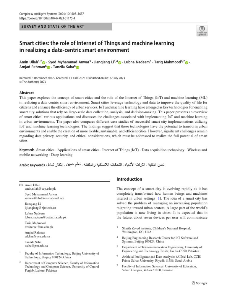 Smart Cities The Role of Internet of Things and Machine Learning in ...