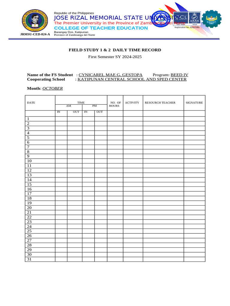 Daily Time Record Made by Cyni | PDF | Spanish Empire | Secret Societies