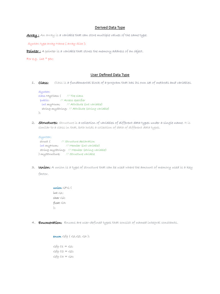 Derived data type pdf