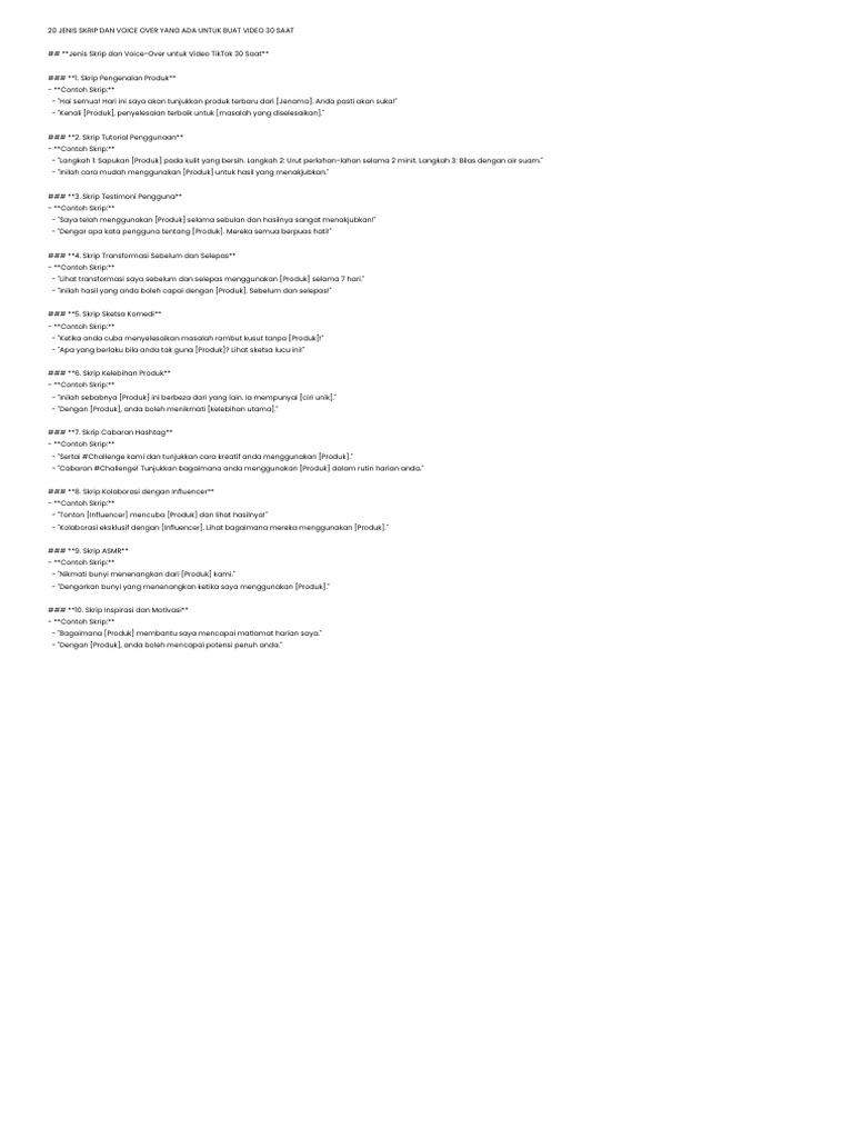 20 Jenis Skrip Dan Voice Over | PDF