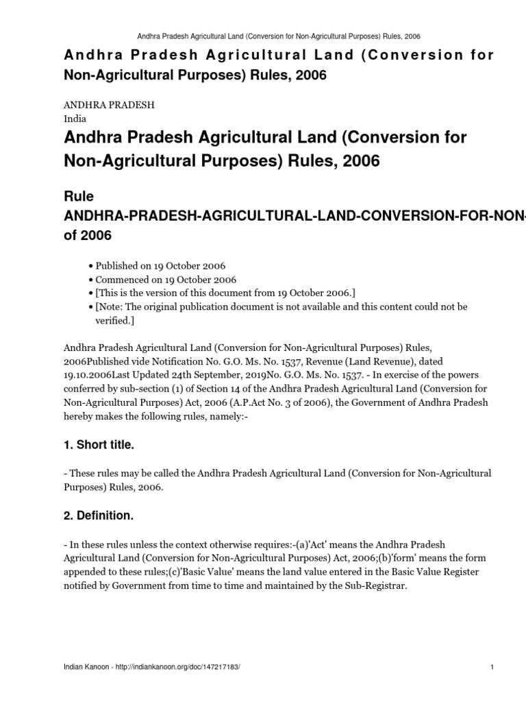 Andhra Pradesh Land Conversion Rules 2006 | PDF | Justice | Crime ...