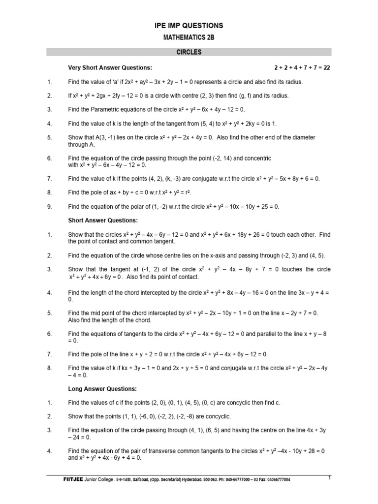 MATHS 2B IMP QUESTIONS | PDF | Ellipse | Perpendicular
