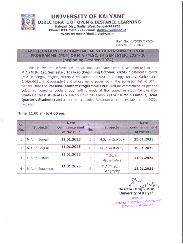 Notice For Commencement of PCP M.a.M.sc. 1st SEM 2024-26 ...
