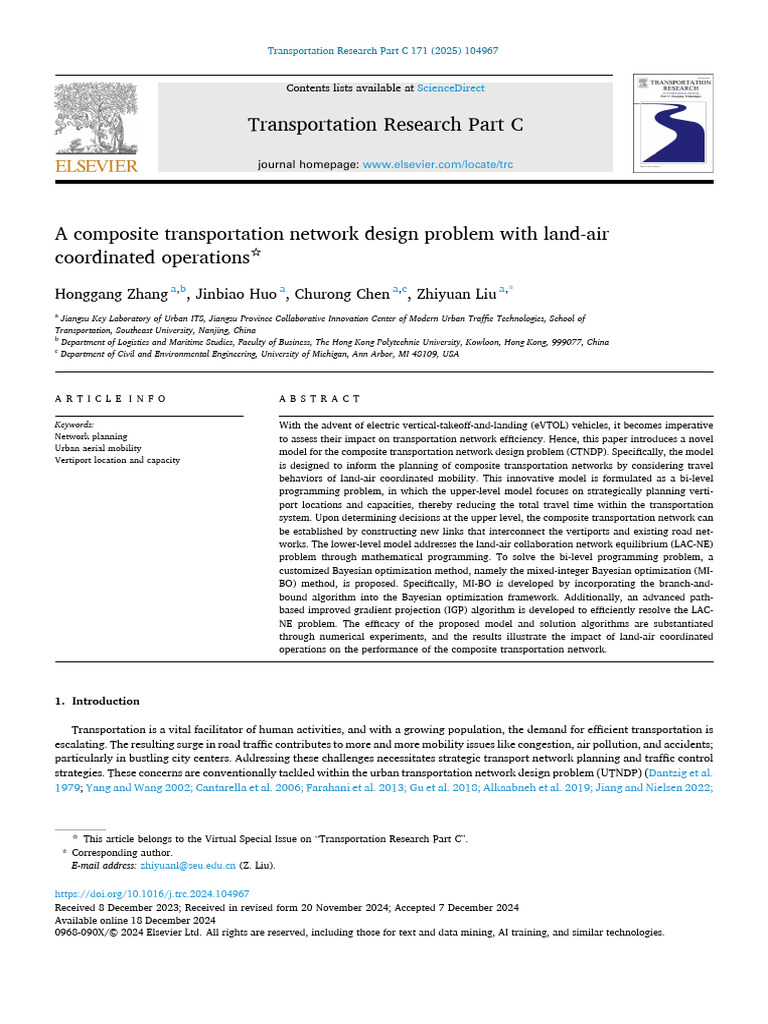 A Composite Transportation Network Design Problem With Land-Air ...