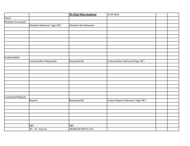 TIS Client Handover Summary Report | PDF