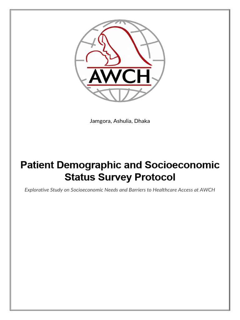 Socioeconomic Survey Protocol for AWCH | PDF | Sampling (Statistics ...