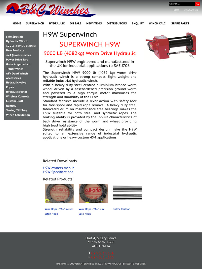 Superwinch H9W 9000 lb Hydraulic Winch | PDF | Four Wheel Drive | Vehicles