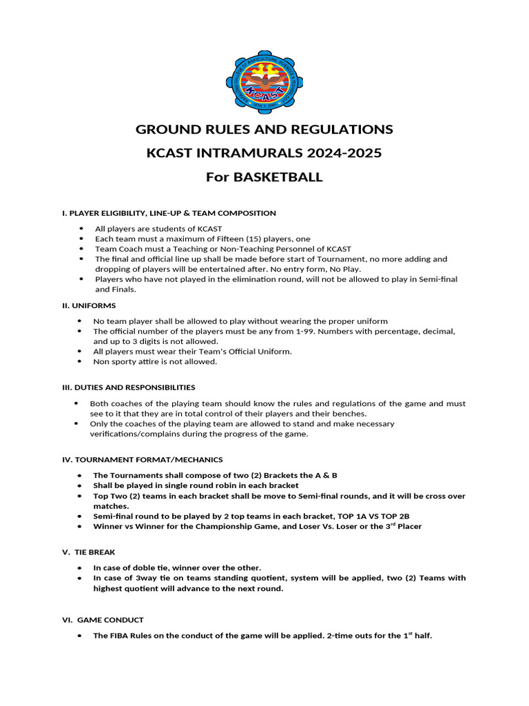 Ground Rules For Basketball Men | PDF | Ball Games | Team Sports