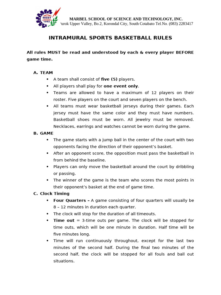 Basketball_Rules PDF Team Sports Sports