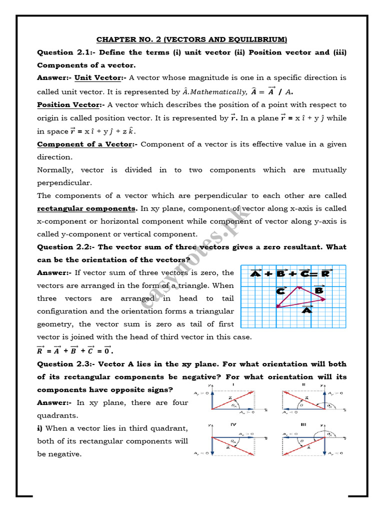 Chapter 2: Vectors and Equilibrium Answers | PDF | Euclidean Vector | Force