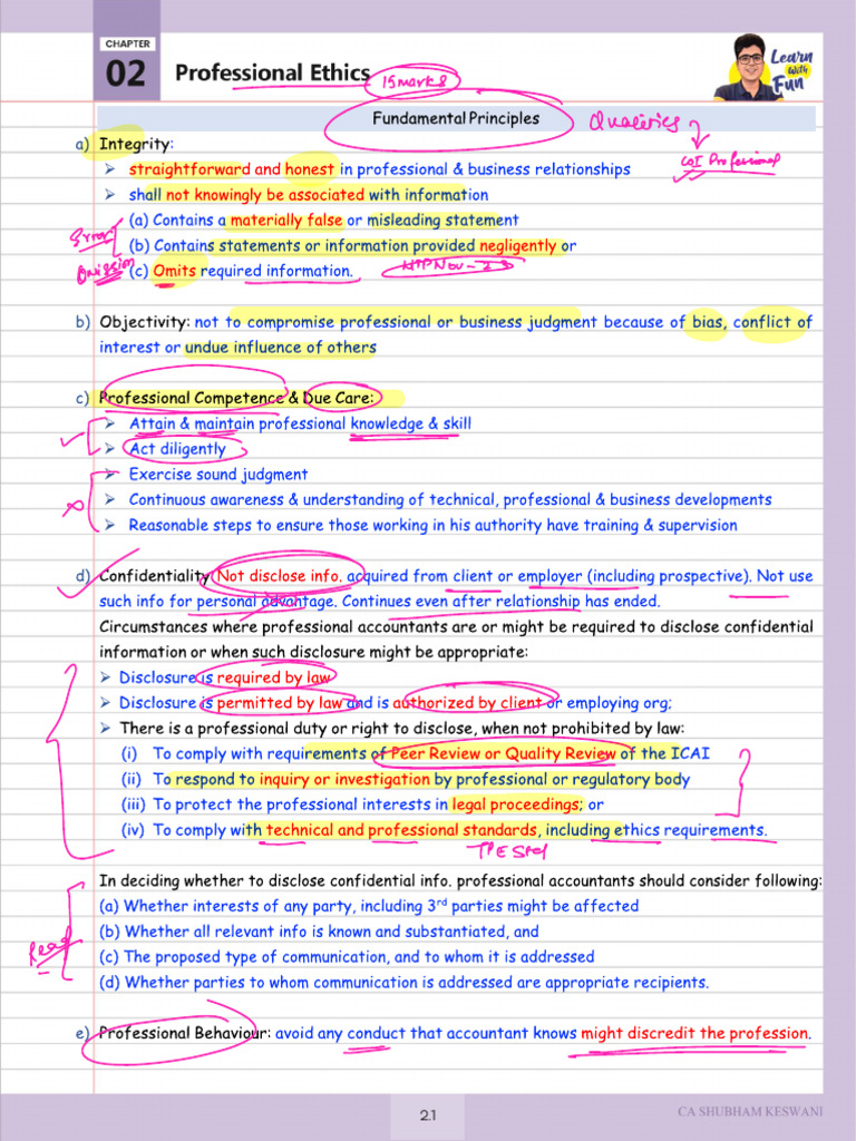 Professional Ethics Revision Notes | PDF