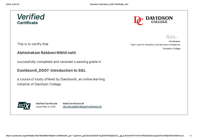 Certificate - Edx | PDF