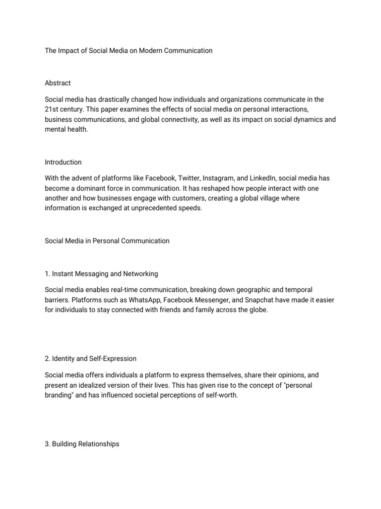 Social Media's Impact on Communication | PDF | Social Media | Popular ...