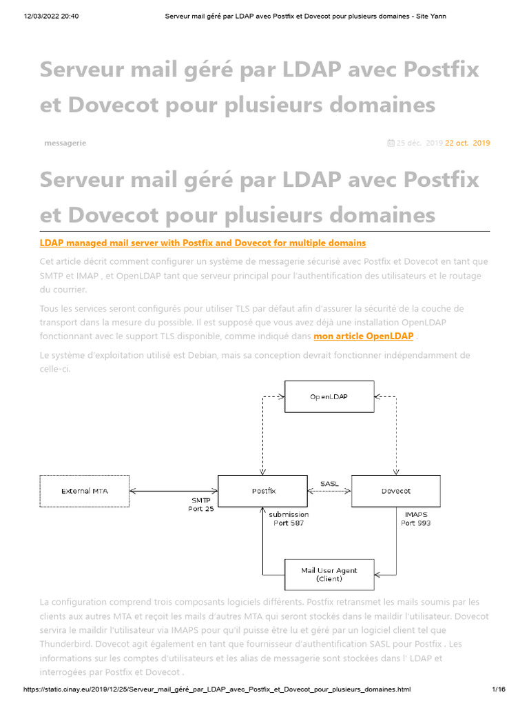 Serveur mail LDAP avec Postfix et Dovecot | PDF | Sécurité de la couche ...
