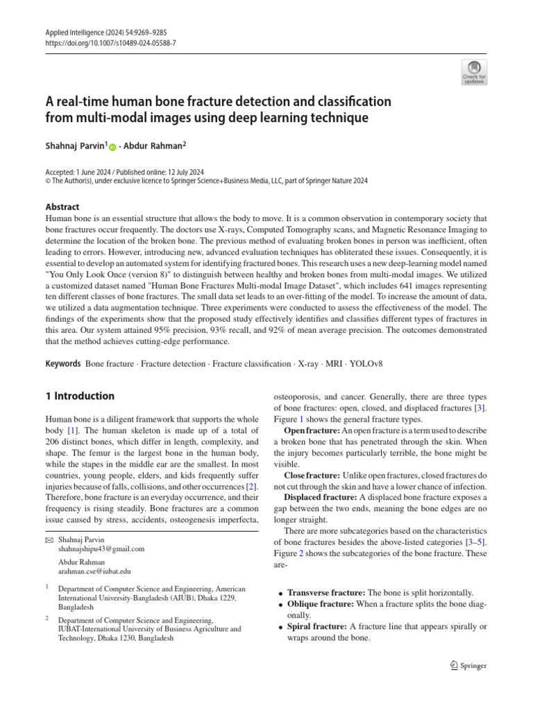Real-Time Bone Fracture Detection Using AI | PDF | Medical Imaging ...