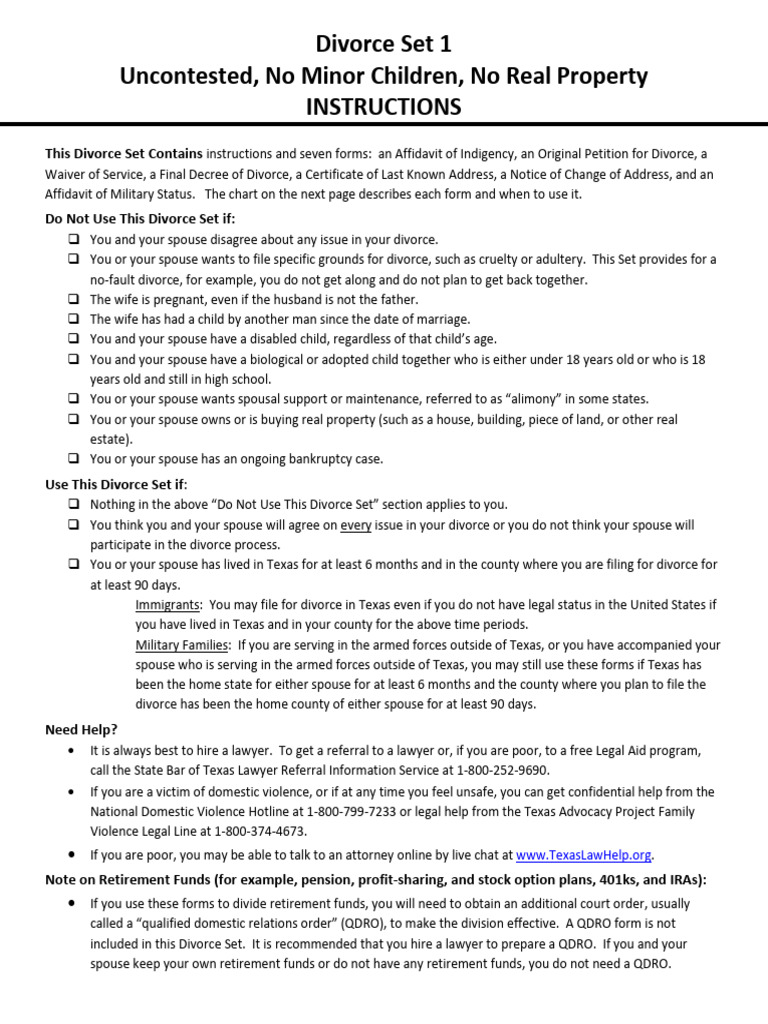 Divorce Set 1 Forms | PDF | Service Of Process | Alimony