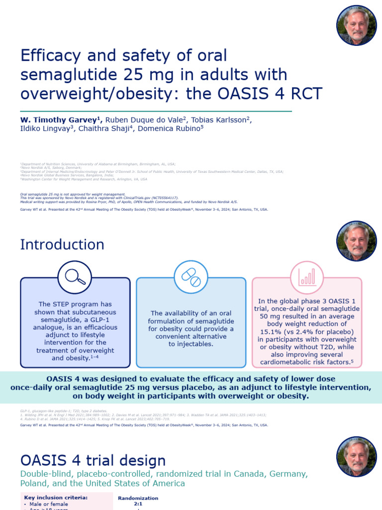 oasis 4 semaglutide Garvey OASIS 4 OW24-Oral Final 23oct24 | PDF | Obesity