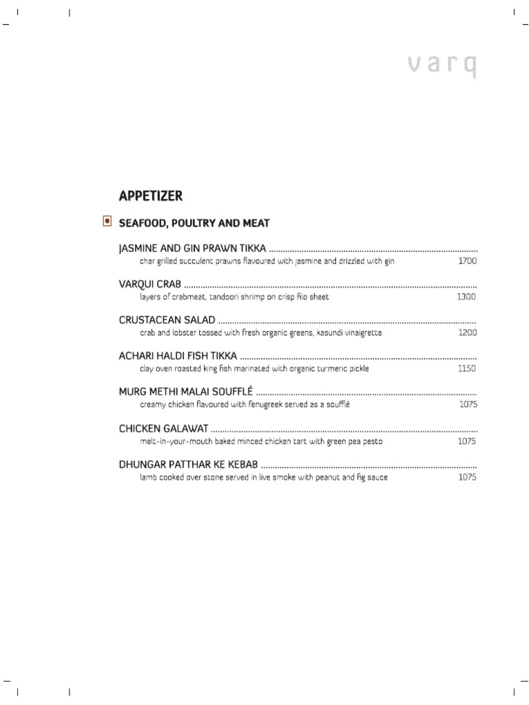 Varq Menu | PDF