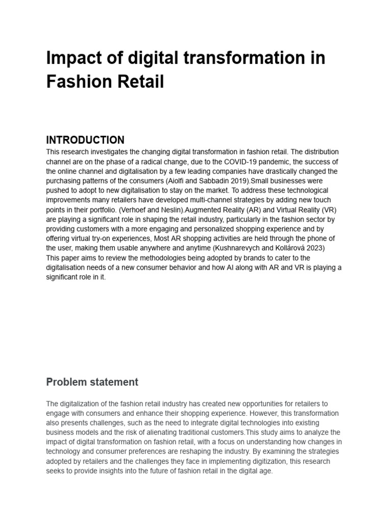 Digital Transformation in Fashion Retail | PDF | Augmented Reality | Retail