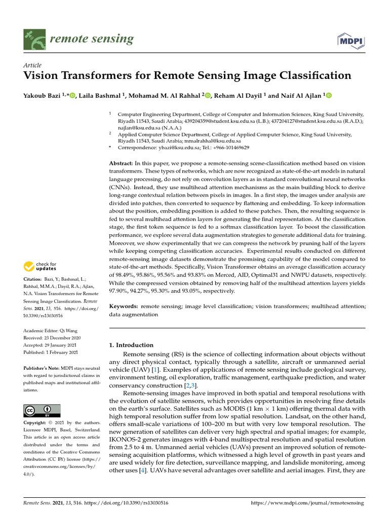 Remotesensing 13 00516 v3 | PDF | Machine Learning | Applied Mathematics