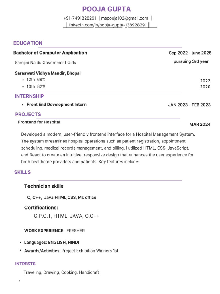 Pooja Gupta Resume | PDF