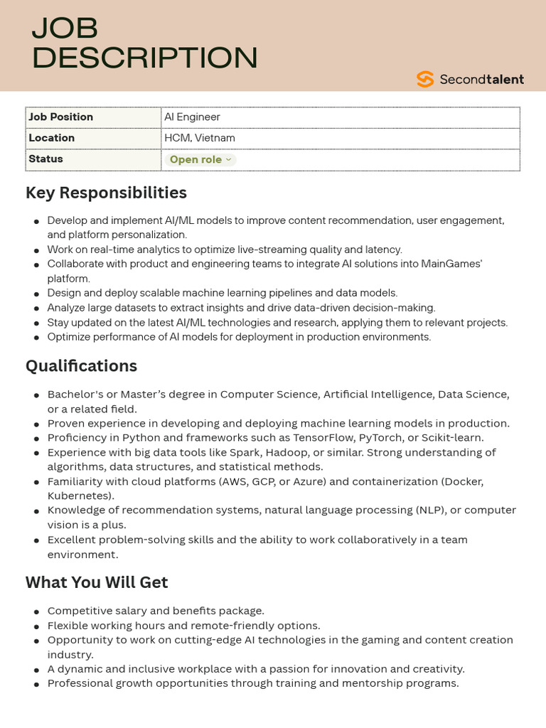 AI Engineer Role in HCM, Vietnam | PDF
