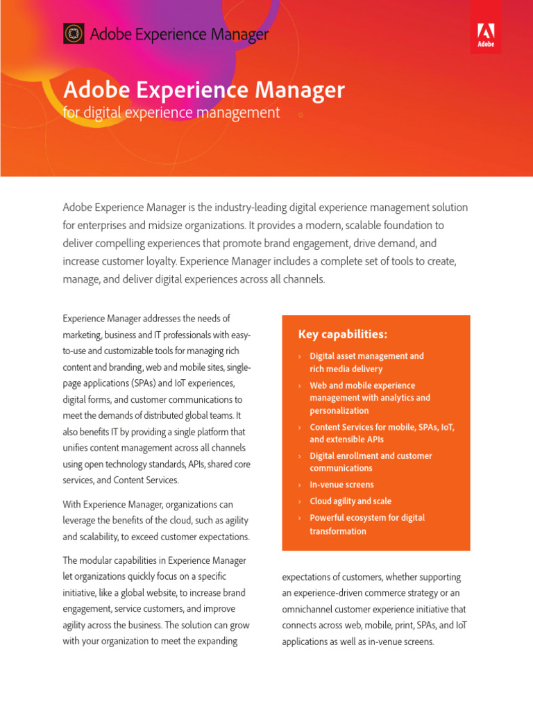 Adobe Experience Manager Application Overview | PDF | Cloud Computing ...