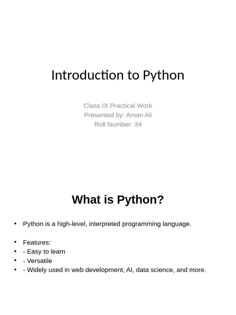 Introduction To Python Presentation Enhanced | PDF