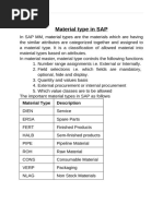 Standard SAP Material Types Overview | PDF