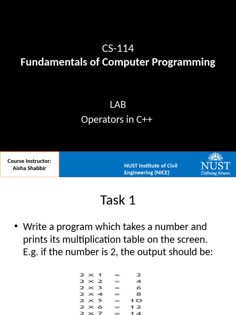Fundamentals of Computer Programming: LAB Operators in C++ | PDF