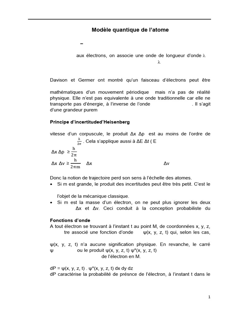Modèle quantique de l'atome | PDF | Orbitale atomique | Atomes