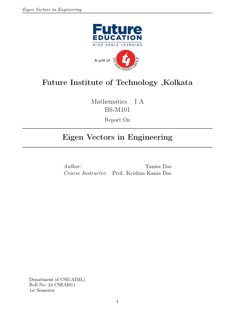 Eigenvectors in Engineering Applications | PDF | Eigenvalues And ...