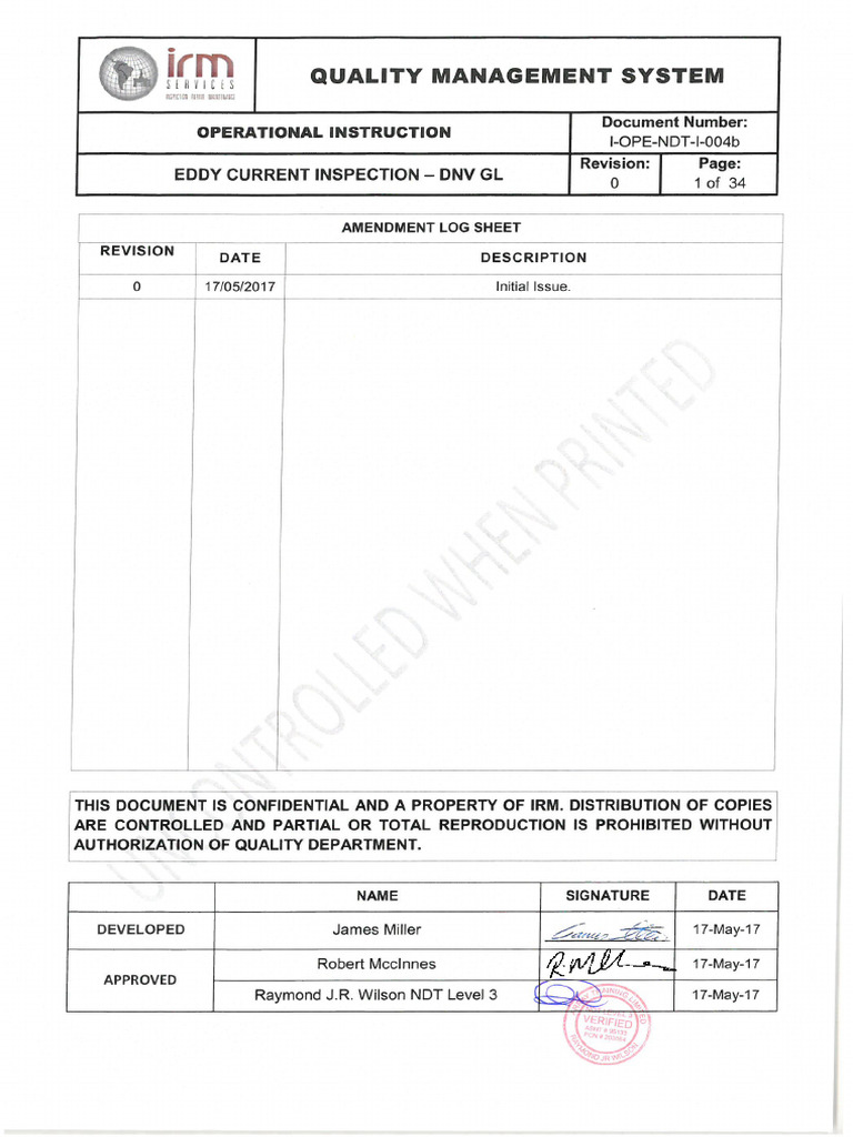 I-OPE-NDT-I-004b Eddy Current Inspection - DNVGL - Rev. 0 | PDF