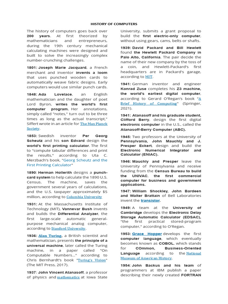 History of Computers Reviewers | PDF | Computer Science | Computing