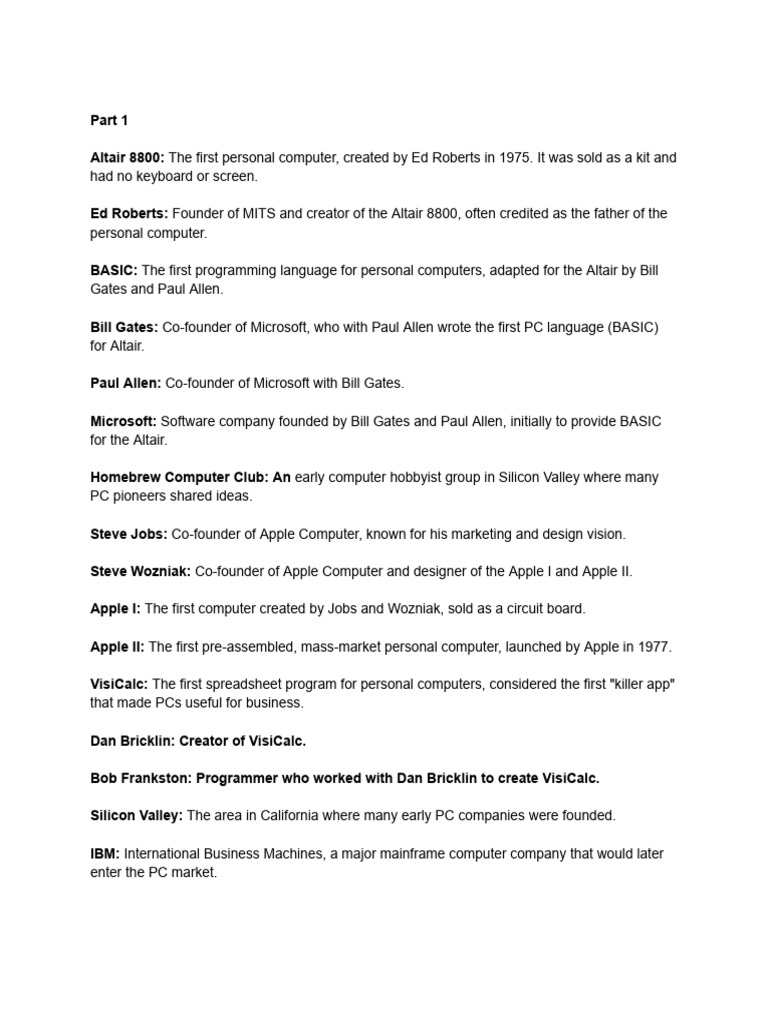 History of Personal Computers: Key Milestones | PDF | Ibm Pc ...