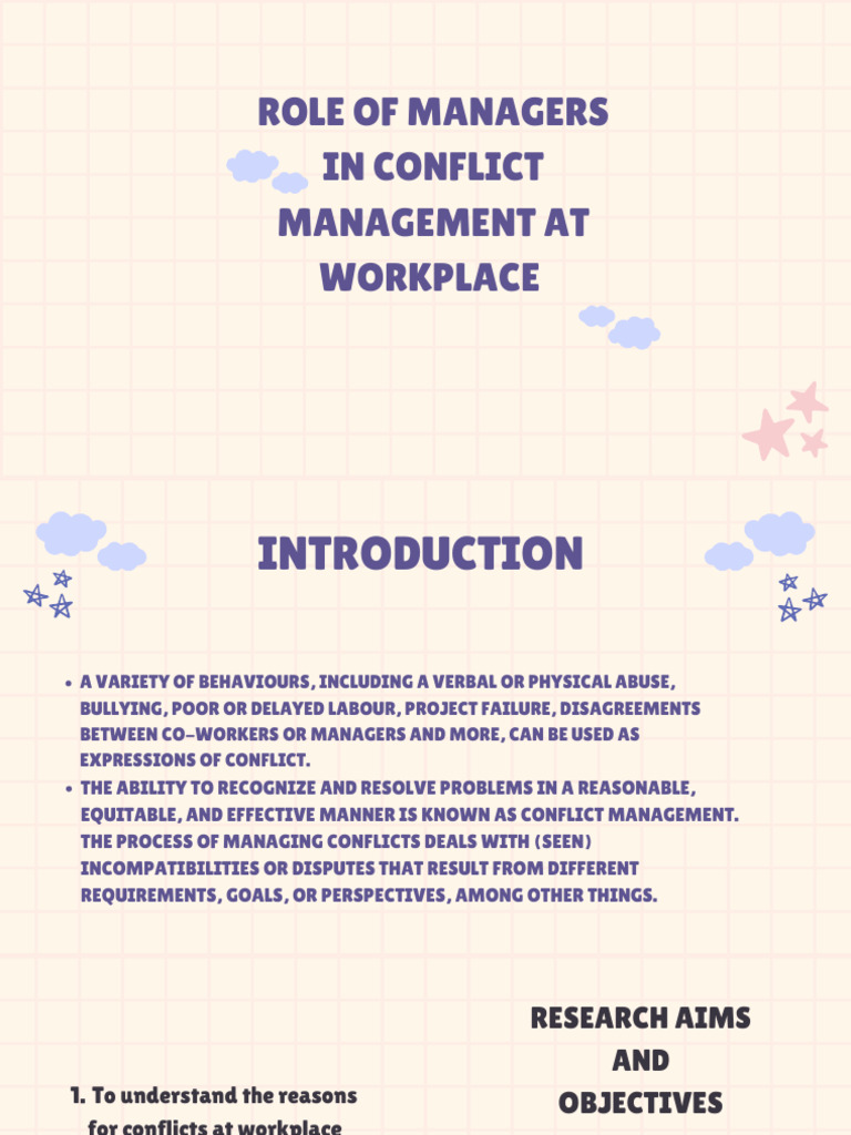 Role of Managers in Conflict Management at Workplace | PDF | Psychology ...