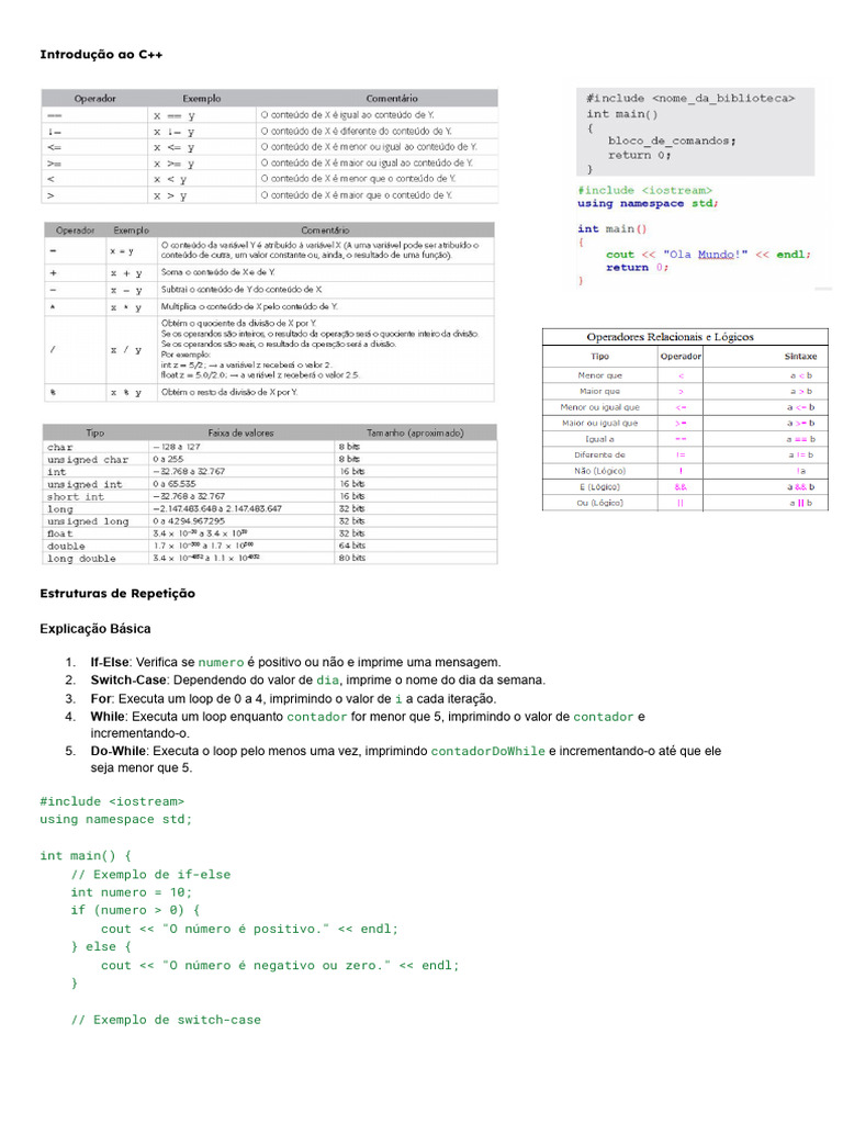 Estruturas de Controle e Funções em C++ | PDF | Programação de ...