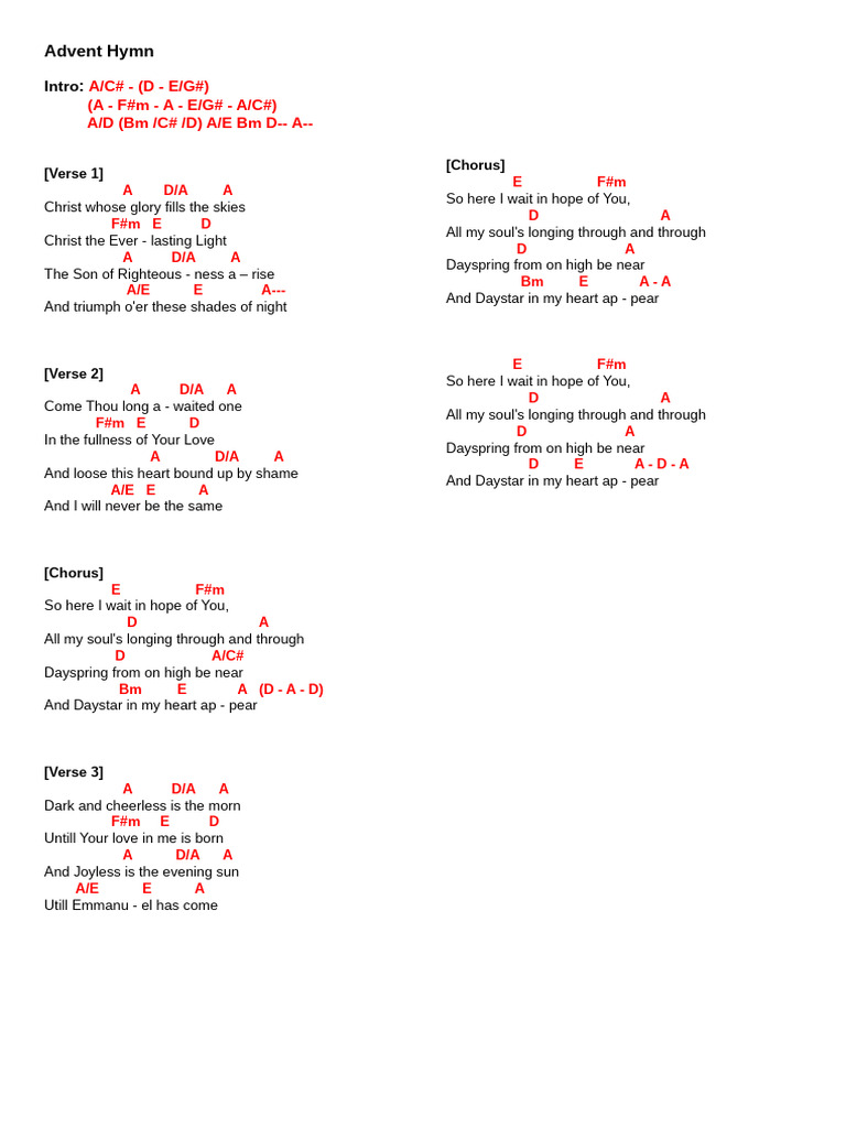 Advent Hymn Pdf Hymns