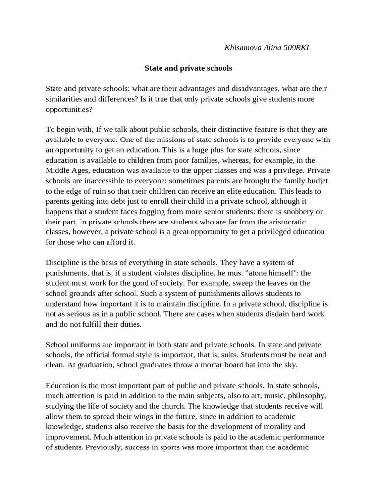 State and Private School | PDF