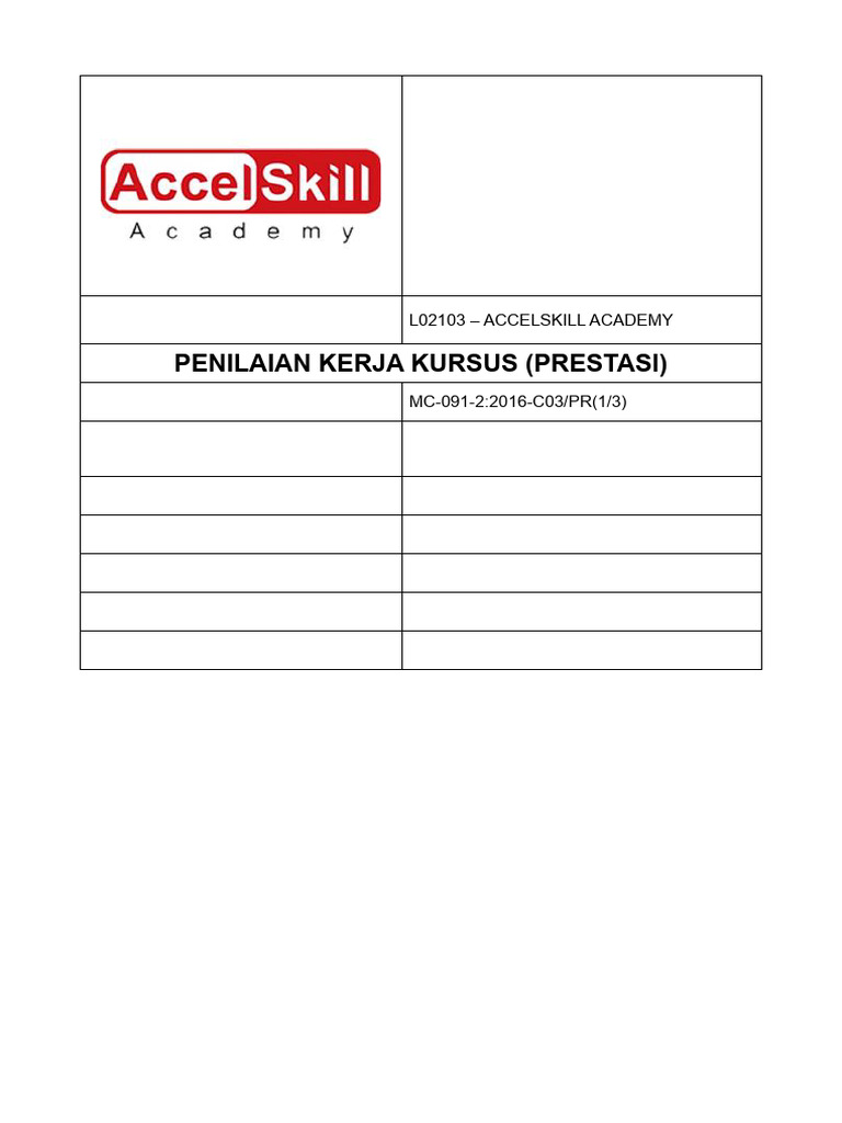 Penilaian Kerja Kursus Accelskill | PDF