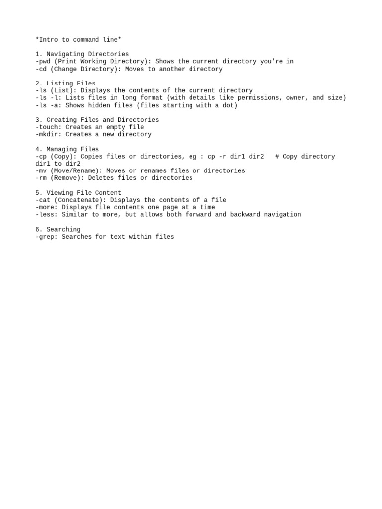 Intro to Command Line | PDF