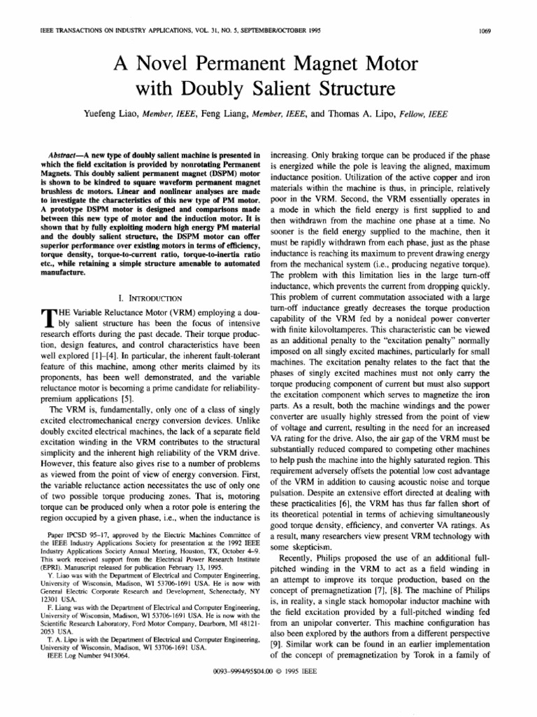 A Novel Permanent Magnet Motor With Doubly Salient Structure | PDF ...