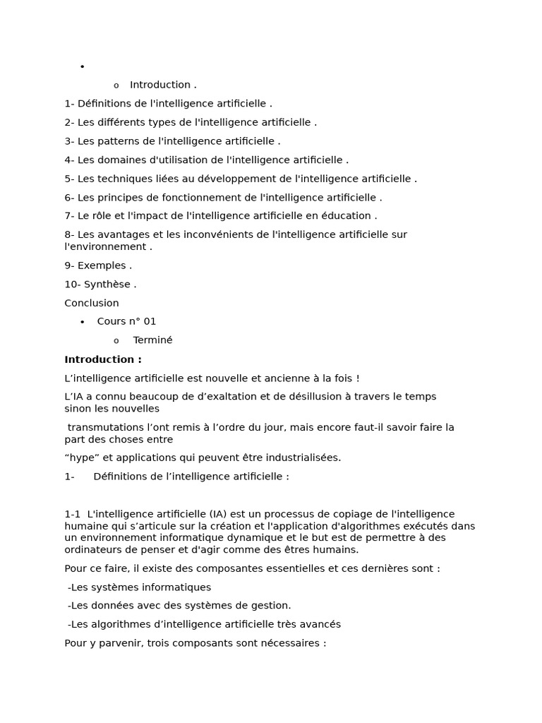 Intelligence Artificielle : Types et Usages | PDF | Intelligence ...