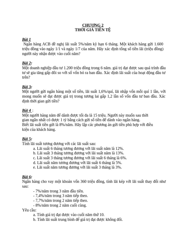 BT chương 2 | PDF